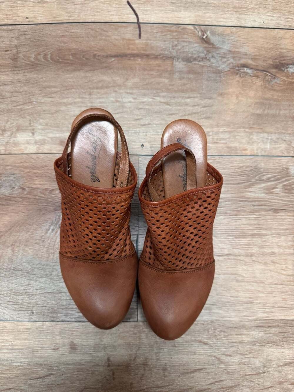 Boho chic, festival vibes Free People Perforated Leather Clog Sandals Size 38